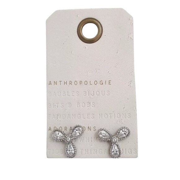 Anthropologie Jewelry - Anthropologie Women's Silver Plated Clover Stud Earrings NWT